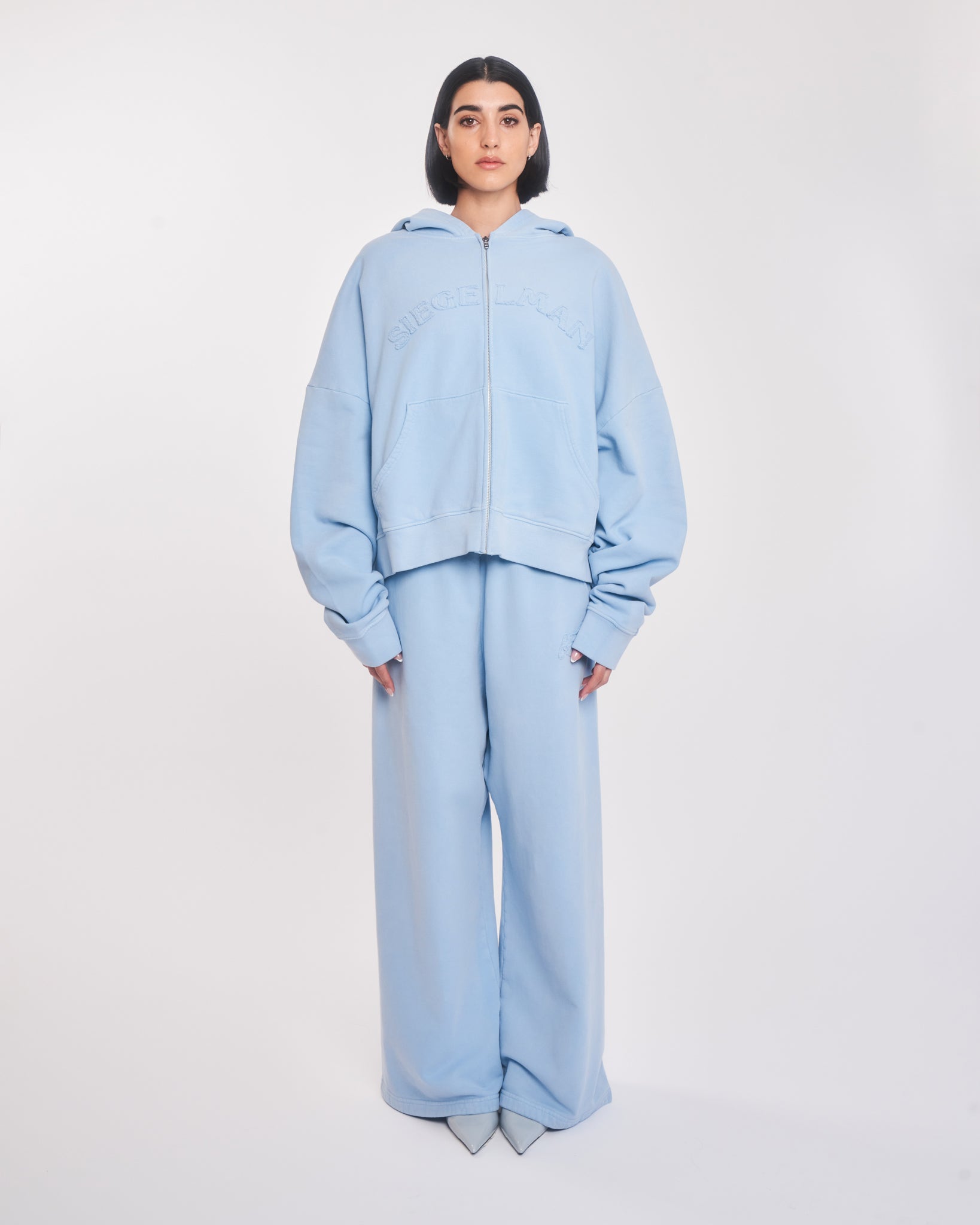 Emblem Oversized Zip Hoodie