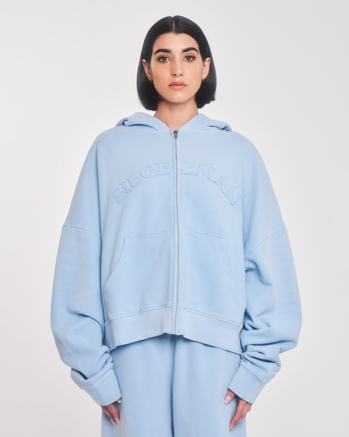 Emblem Oversized Zip Hoodie