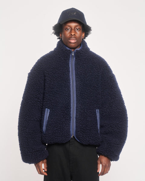 YGM2025 SEESEE SUPERBIGPUFF JACKET ネイビーL Mock Neck Sherpa Jacket