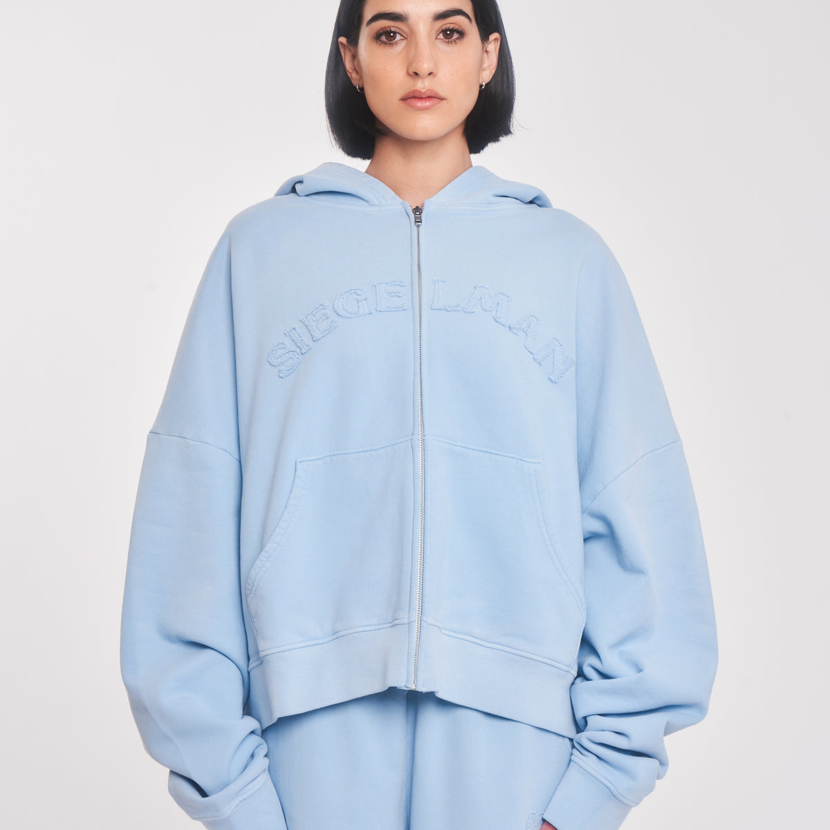 Emblem Oversized Zip Hoodie