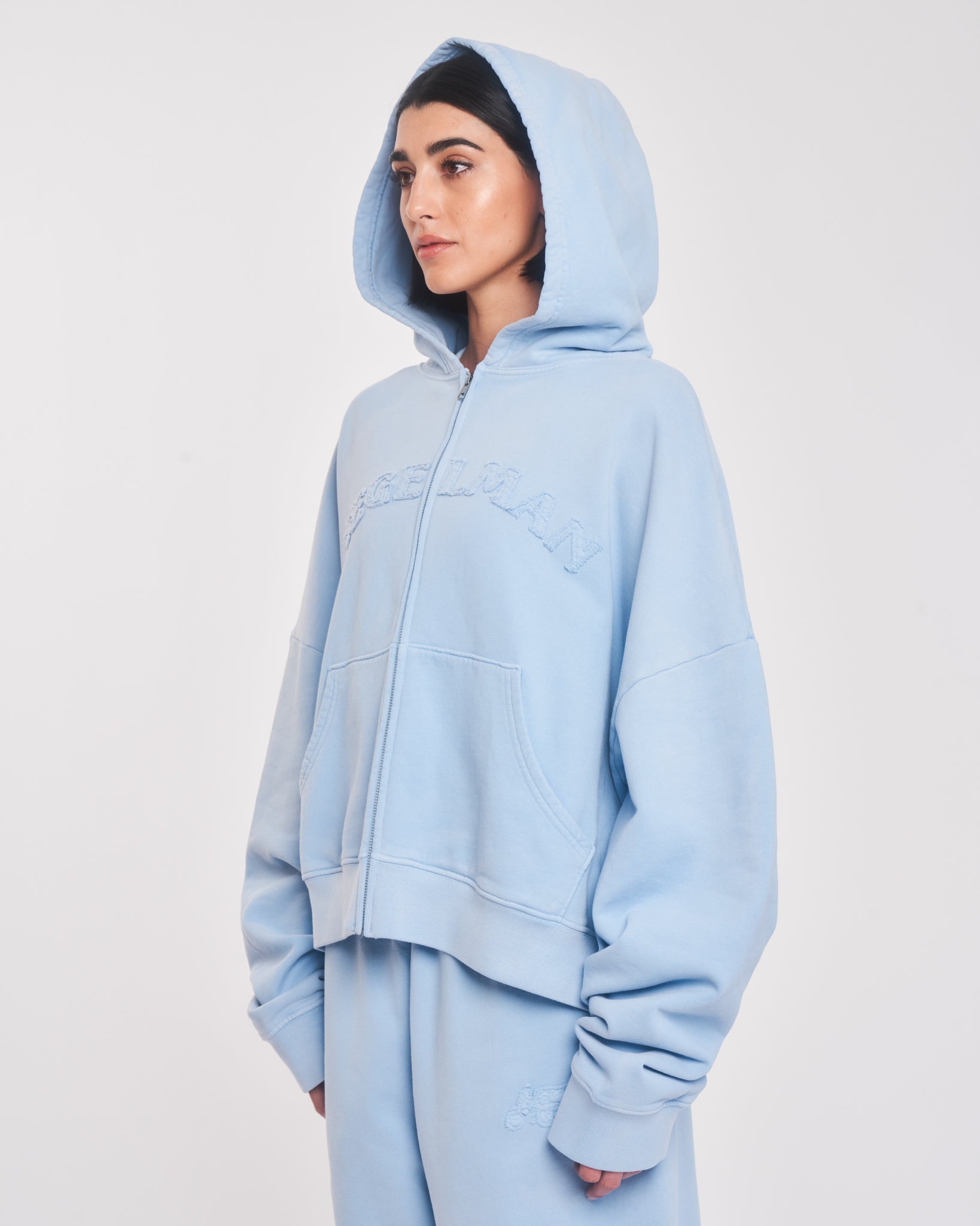 Emblem Oversized Zip Hoodie