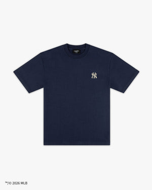 Front view of the New York Yankees x Siegelman Stable navy classic tee with small NY logo on the chest
