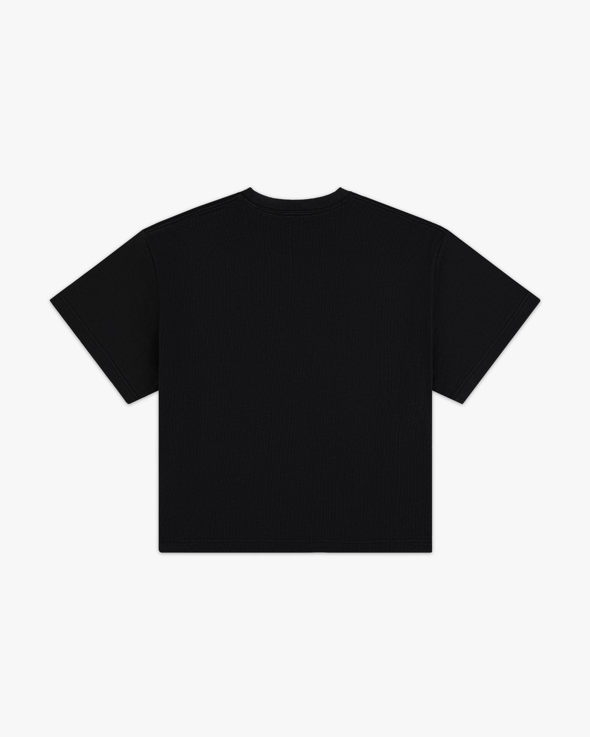 Back view of the plain black Speed Racer cropped tee